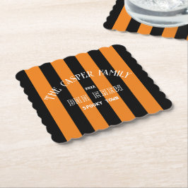 Familie Boo Crew Black Orange Stripe Halloween Untersetzer