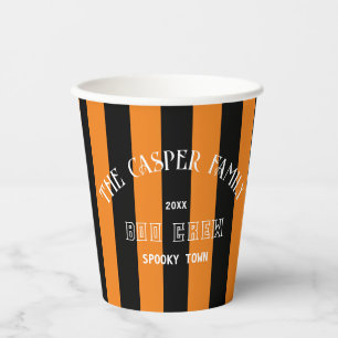 Familie Boo Crew Orange Black Stripe Halloween Pappbecher