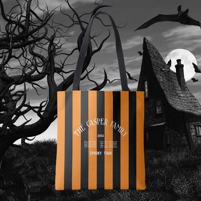 Familie Boo Crew Orange Black Stripe Halloween Tasche (Von Creator hochgeladen)