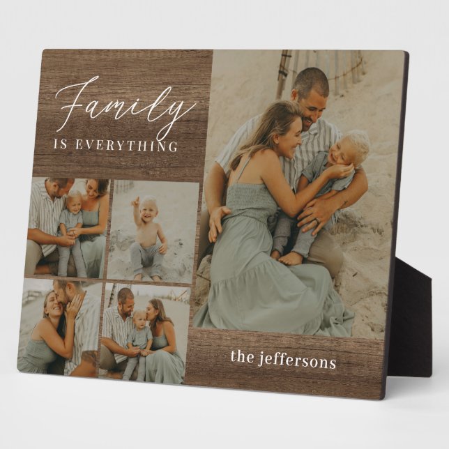 Familie Collage Rustic Modernes Foto Desktop Plaqu Fotoplatte (Seite)