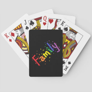 Familie Confetti Rainbow auf Black Spielkarten