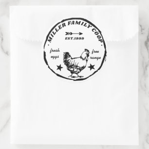 Familie Coop Hen Fresh Eggs Runder Aufkleber