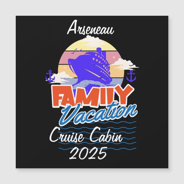 Familie CRUISE Kabine Black Personalize Magnetkarte (Vorderseite)