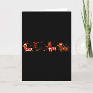 Familie Dachshund Weihnachtsmann Schlitten Rentier Karte