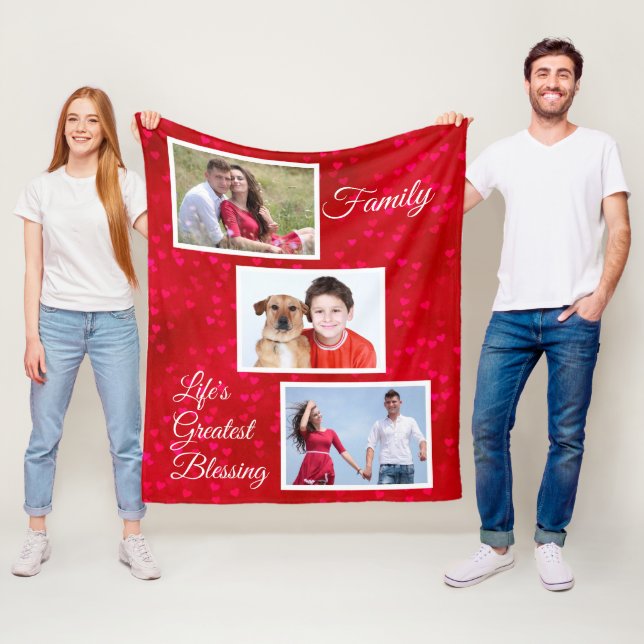 Familie - Das Bestste Segen Herz des Lebens 3 Foto Fleecedecke (Beispiel)