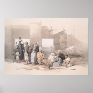 Familie der Beduinen im Tempel von Amun, Thebes, Ä Poster