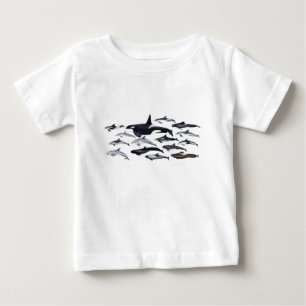 Familie der Delphine: orcas, Delphine, marsopas, Baby T-shirt