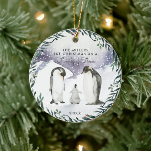 Familie der drei   Erste Weihnachtsfeier Keramik Ornament