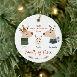 Familie der drei ersten Weihnachten Keramik Ornament