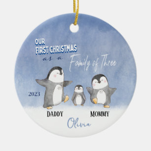 Familie der drei ersten Weihnachtsschmuck