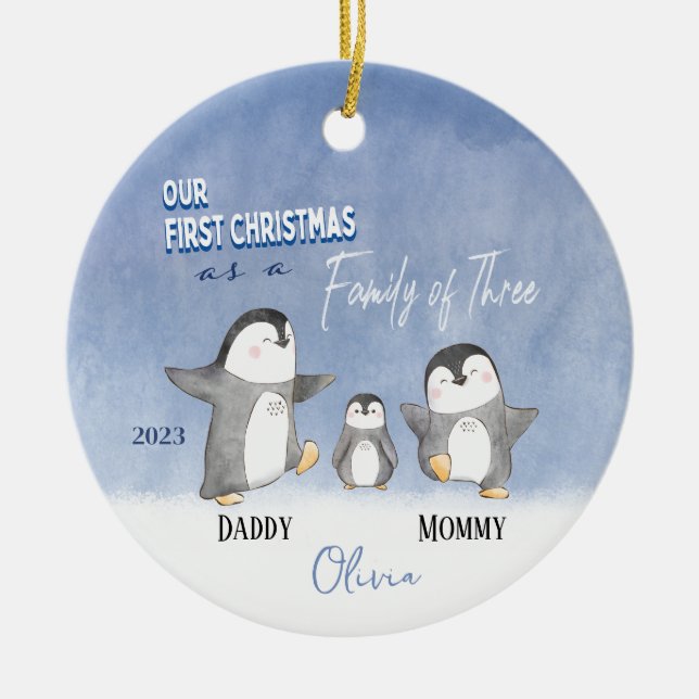 Familie der drei ersten Weihnachtsschmuck (Vorne)