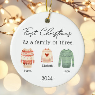 Familie der drei Weihnachtskrüger Baby Foto Keramik Ornament