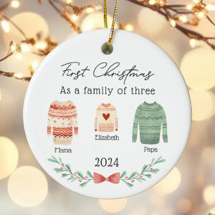Familie der drei Weihnachtssüßer Girl Baby Foto Keramik Ornament