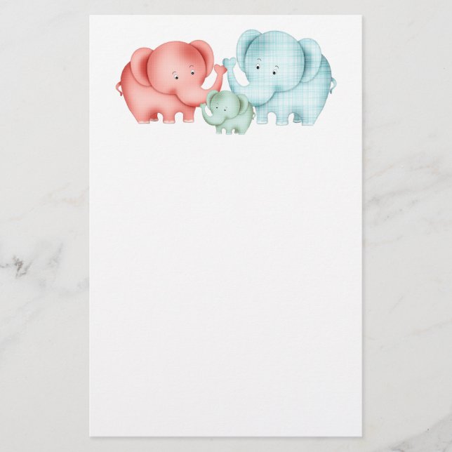 Familie der Elefanten Mama Vater und Baby Briefpapier (Vorderseite)
