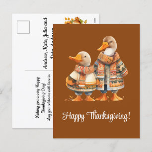 Familie der Enten glückliches Thanksgiving Feiertagspostkarte
