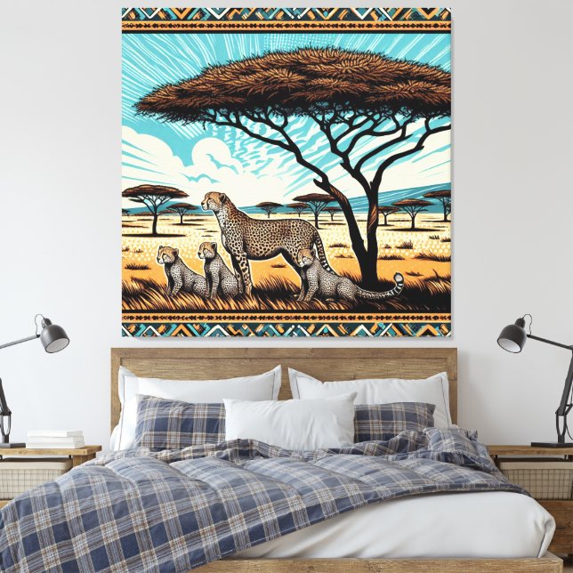 Familie der Geparden Leinwanddruck (Insitu (Schlafzimmer))
