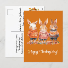 Familie der Hasen glückliches Thanksgiving Feiertagspostkarte