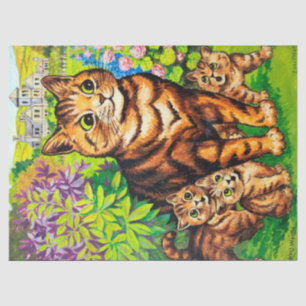 Familie der Katzen in einem Garten, Louis Wain Seidenpapier
