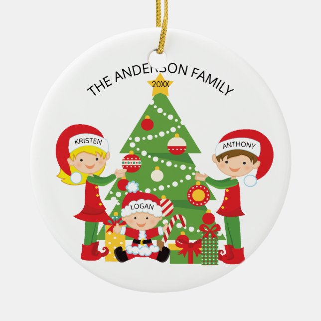 Familie der personalisierten Verzierung des Keramikornament (Vorne)