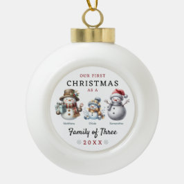 Familie der Schneemänner drei Weihnachten Keramik Kugel-Ornament