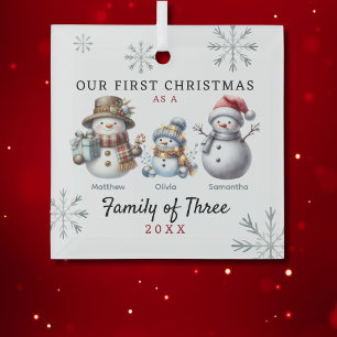 Familie der Schneemänner drei Weihnachten Ornament Aus Glas