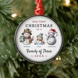 Familie der Schneemänner drei Weihnachten Ornament Aus Metall