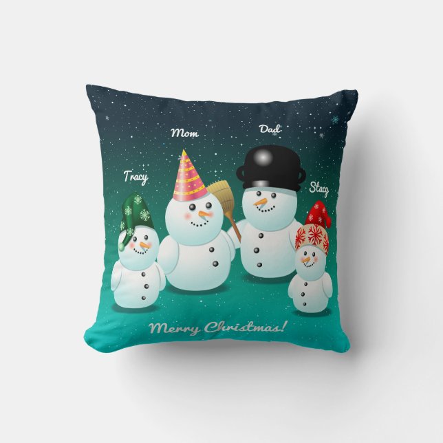 Familie der Schneemänner mit kundengebundenen Kissen (Vorderseite)