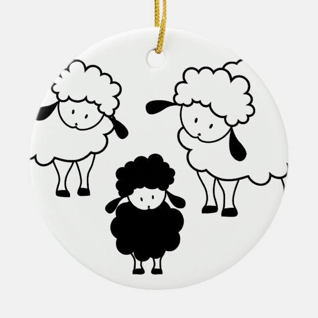 Familie der schwarzen Schafe Keramikornament (Vorne)