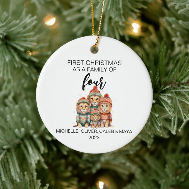 Familie der vier ersten Weihnachtslion Keramik Ornament (Baum)