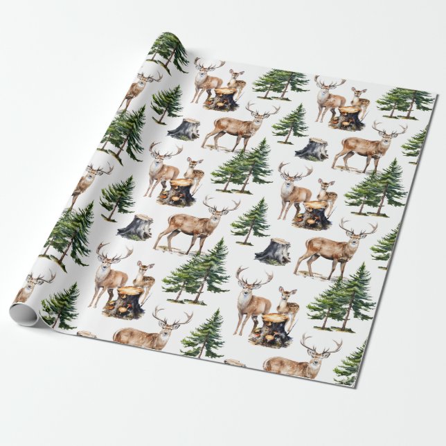 Familie der Waldtiere, die durch den Wald fressen Geschenkpapier (Ungerollt)