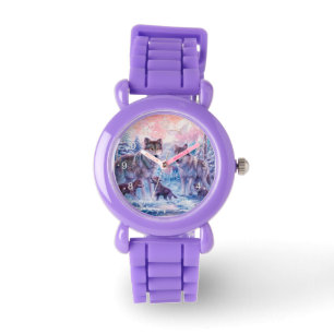 Familie der Wölfe Malerei Armbanduhr