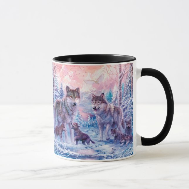 Familie der Wölfe Malerei Tasse (Rechts)
