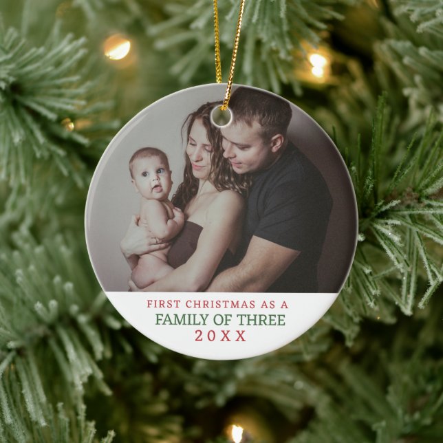 Familie des ersten Fotos Keramik Ornament (Baum)