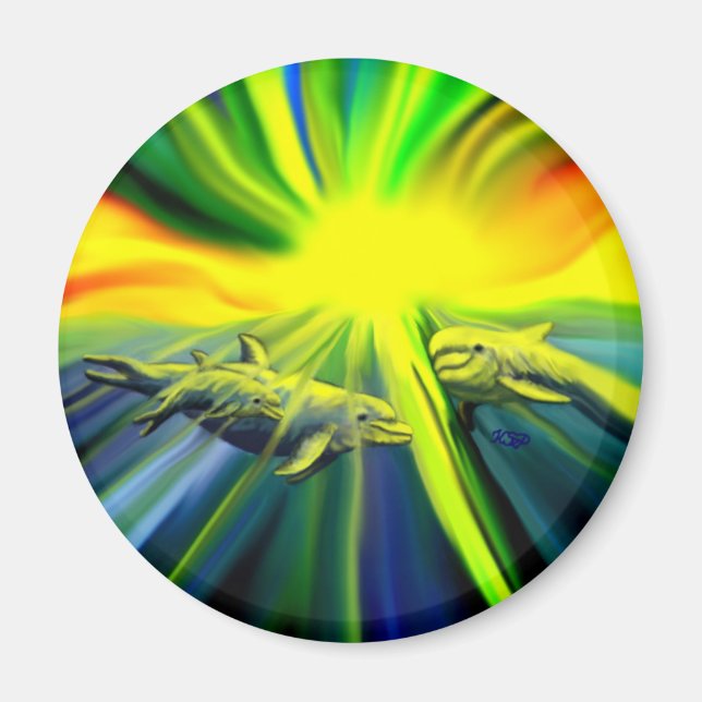 Familie Dolphin im Sonnenschein Magnet (Vorne)