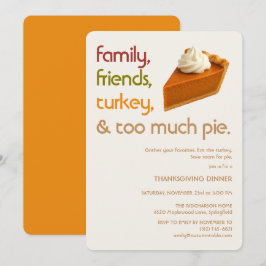 Familie, Freunde, Truthahn, Pie Moderne Thanksgivi Einladung