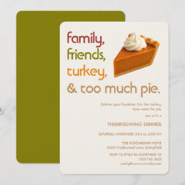 Familie, Freunde, Truthahn, Pie Moderne Thanksgivi Einladung