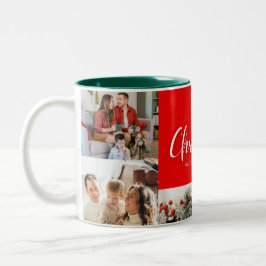 Familie frohe Weihnachten Glück Neujahr 4 Fotos Zweifarbige Tasse