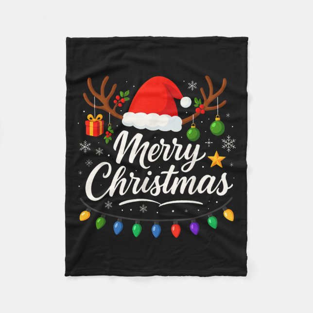 Familie Frohe Weihnachten Rote Weihnachtsmannmütze Fleecedecke (Vorderseite)