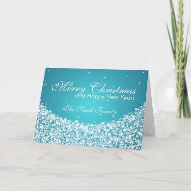 Familie Frohe Weihnachten Star Sparkle Blue (Vorderseite)