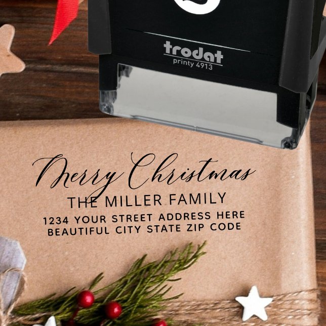 Familie Frohe Weihnachts-Script-Rücksendeadresse S Permastempel (Von Creator hochgeladen)