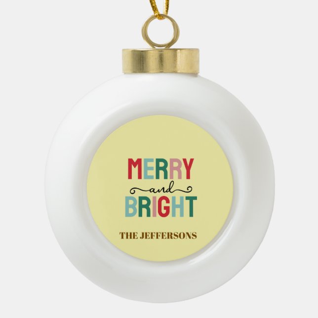 Familie Frohes neues Jahr Frohe Weihnachten Keramik Kugel-Ornament (Vorderseite)
