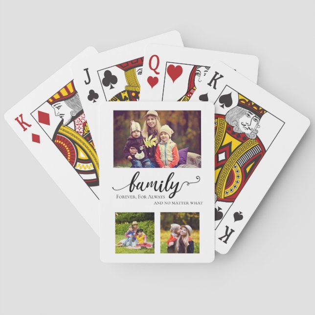 Familie für immer 3 Foto Collage Mama Kinder süß Spielkarten (Rückseite)