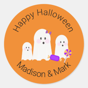 Familie Geist und Candy Halloween Gefallen Runder Aufkleber