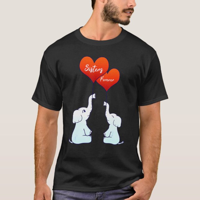 Familie Geschwister Schwester Forever Elefanten He T-Shirt (Vorderseite)