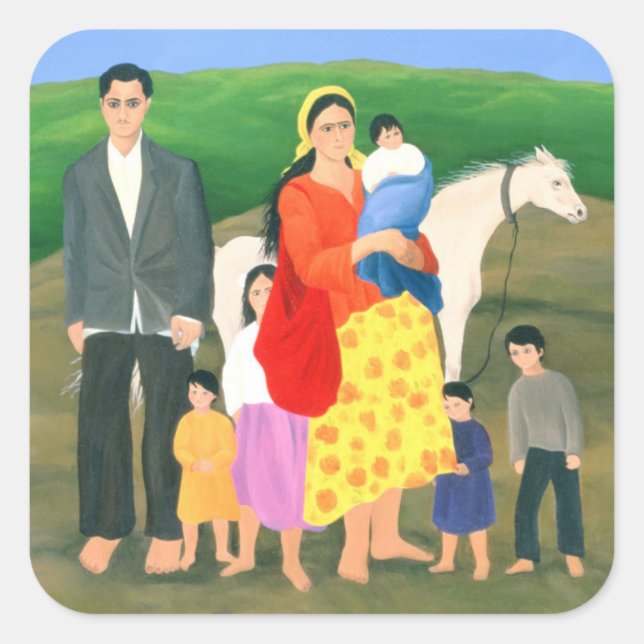 Familie Gipsy 1986 Quadratischer Aufkleber (Vorderseite)