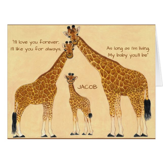Familie Giraffe - Geburtsankündigung (Vorderseite (Horizontal))