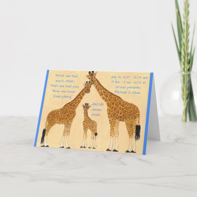 Familie Giraffe - Geburtsankündigung Ankündigung (Vorderseite)