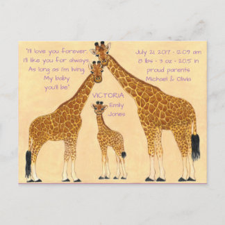 Familie Giraffe - Geburtsankündigung Ankündigungspostkarte