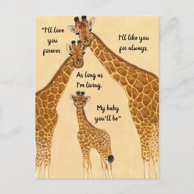 Familie Giraffe - Liebe für immer Postkarte (Vorderseite)