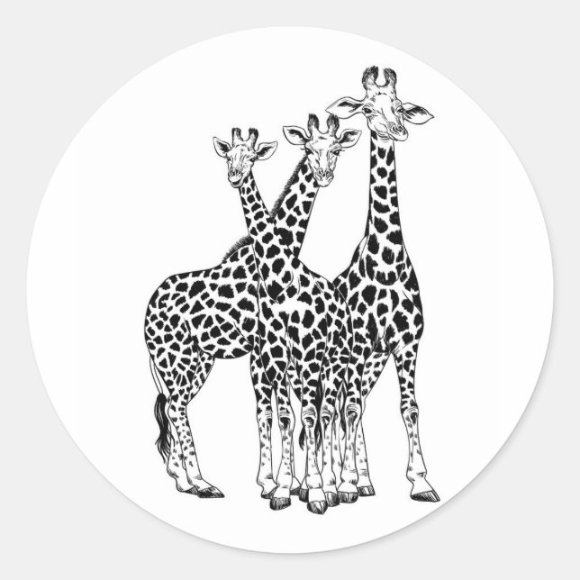 Familie Giraffe Runder Aufkleber (Vorderseite)